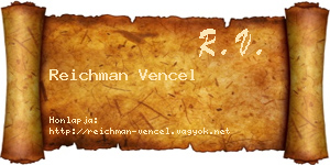 Reichman Vencel névjegykártya